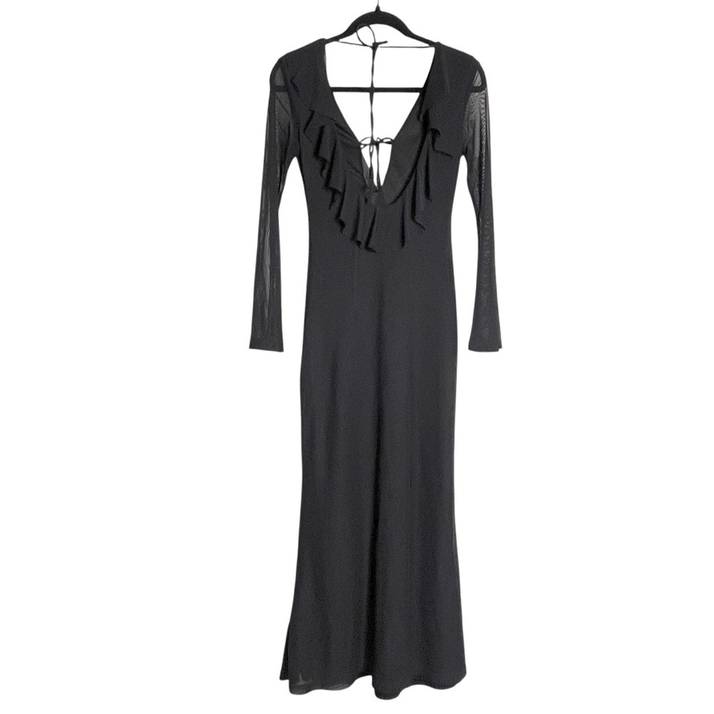 Princess Polly Maskell Long Sleeve Maxi Dress Black Sheer — Size 4 - Picture 5 of 14